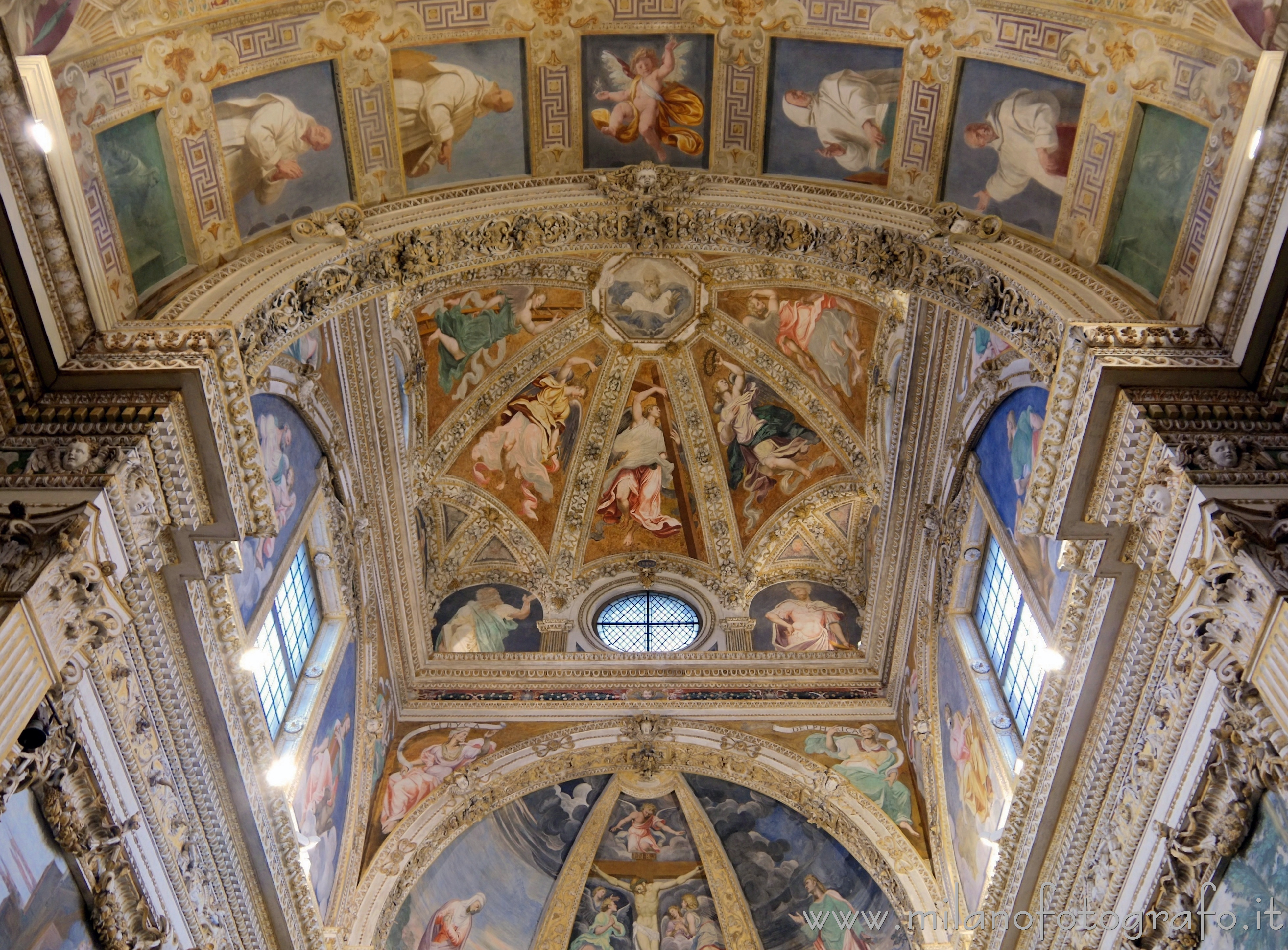 Milan (Italy) - Decorations on the vault of the apse of the Chartreuse of Garegnano
